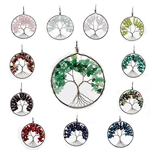 Pasa el ratón por encima de la imagen para ampliarla Aituo amuleto crystal Cuarzo Árbol de Vida colgante para collar DIY. 7 Chakra Gemstone colgantes para la familia. Mejores amigos por boutiquelovin