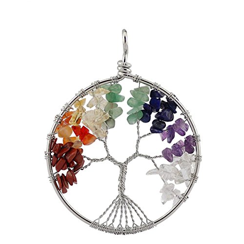 Pasa el ratón por encima de la imagen para ampliarla Aituo amuleto crystal Cuarzo Árbol de Vida colgante para collar DIY. 7 Chakra Gemstone colgantes para la familia. Mejores amigos por boutiquelovin