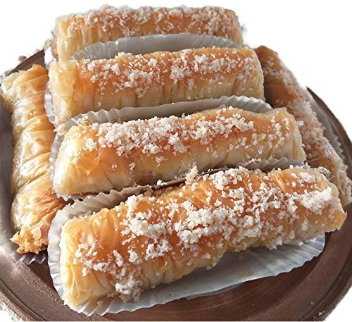 Patisserie ✪ 10 desliciosos Cigares con almendras y nueces, frescas garantizadas después del pedido ✪ Tarta Baklawa con miel perfumado: canela + flor de naranja. Dolce Gusto - Té de café