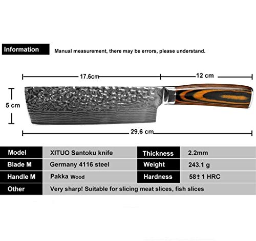 Patrón de la Cocina del Cocinero del Cuchillo japonés de Damasco láser Hecha a Mano del Cuchillo de Cocina Carne Cortada Nakiri Gyuto Cuchillo de Carnicero Antiadherente Kn