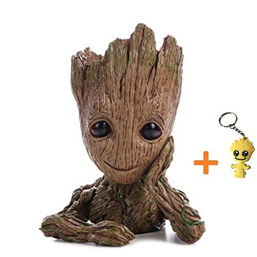 Pawaca - Maceta para plantas del personaje de dibujos de acci�n Groot, con agujero, de Guardianes de la Galaxia, ideal como regalo para ni�os.