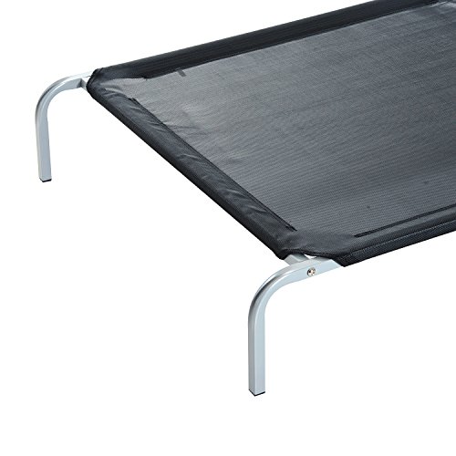 Pawhut Cama Elevada para Mascota Cama Perro para Dormir Viajar Exterior Transpirable y Desmontable Tejido Textilene y Marco Acero 89x58x20cm