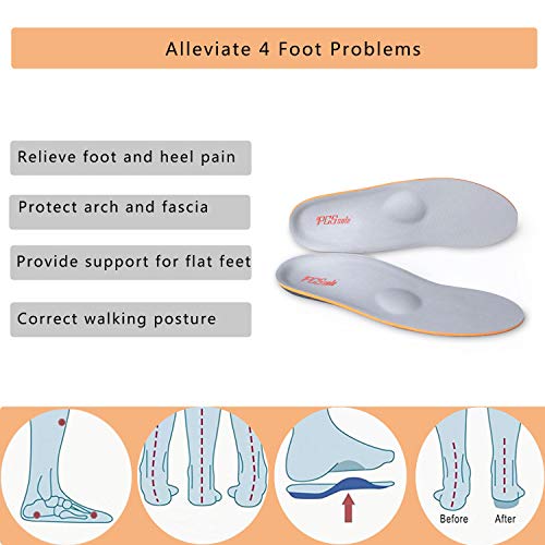 PCSsole Plantilla ortopédica, Fascitis Plantar con Soportes de Arco para el pie plano pronación para ayudar a reducir el dolor en el talón tendinitis de Aquiles (EU43-44(28cm))