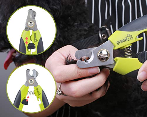 Pecute Cortauña Perro, Cortauñas de uñas para Perros Gatos Conejo Animal Mascota Cortador, Recortadora de uñas Profesional de Acero Inoxidable con Protector de Seguridad