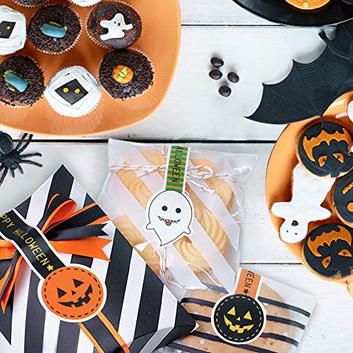 Pegatinas de Regalo de Halloween en Calabaza 10 Hojas Etiquetas Adhesivas de Regalo de Fiestas Pegatinas Selladas para Bolsas de Dulce, Cajas de Aperitivos, Sobre de Felicitación