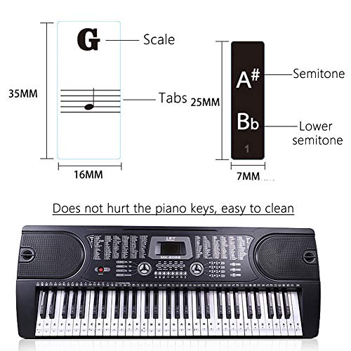 Pegatinas Para Pianos O Teclados Pegatinas Para Teclados Etiqueta Engomada Del Teclado De Piano Pegatina Teclado Electrónico Para 37/49/54/61/88 Teclas Y 4 Pinzas De Música Para Partituras