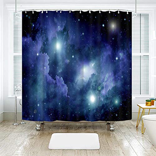 peixidianzi Dream Blue Fairy Tale Star Individualidad Impresión Digital Cortina de baño Impermeable Cortina de separación