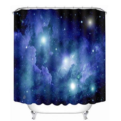 peixidianzi Dream Blue Fairy Tale Star Individualidad Impresión Digital Cortina de baño Impermeable Cortina de separación