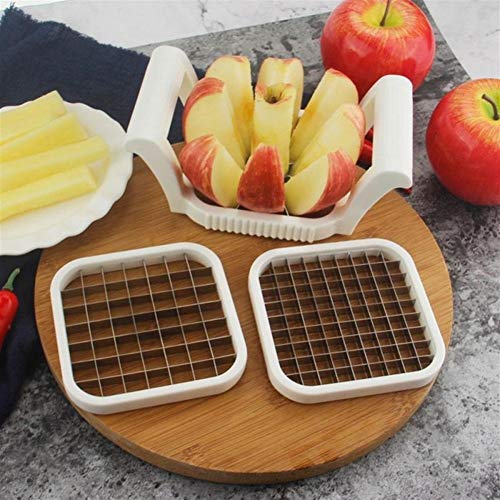 Pelador de Verduras Vegetal patata cortador de la fruta trituradoras de chips de manzana pera fritas Patatas cortador 3pcs / set utensilios de cocina de acero inoxidable (Color : Silver)