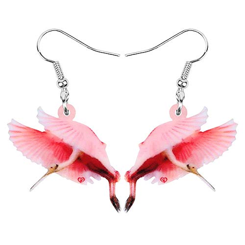 Pendientes De Clip Aros  Pendientes De Espátula De Acrílico Rojo Volador Imprimir Pájaro Animal Cuelga Joyería De Gota