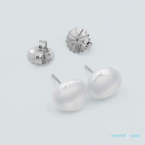 Pendientes de Mujer de Perlas Cultivadas Keshi Blancas de Agua Dulce SECRET & YOU - Plata de Ley de 925 milésimas - Disponibles en 10 tallas desde 7-8 mm hasta 15-16 mm