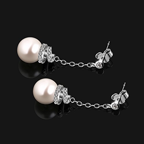 Pendientes Largos Perla Mujer Lazo con Circonita D.Perlla Perla Joyas Conjunto con regalos originales para mujer