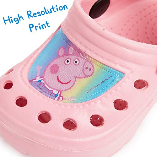 Peppa Pig Sandalias Niña, Zuecos Niña para Playa Piscina Jardin, Cangrejeras Niña para Verano, Chanclas Niña de Color Rosa para Vacaciones, Regalos Originales Niñas (Rosa Claro, Numeric_24_Point_5)