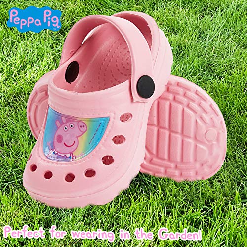 Peppa Pig Sandalias Niña, Zuecos Niña para Playa Piscina Jardin, Cangrejeras Niña para Verano, Chanclas Niña de Color Rosa para Vacaciones, Regalos Originales Niñas (Rosa Claro, Numeric_24_Point_5)