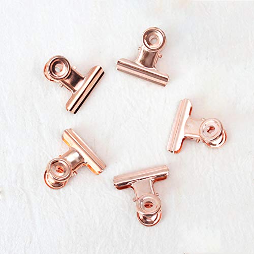 Pequeño Bulldog papel clips, Coideal 30 Pack 1 pulgadas encuadernador de metal clips de papel de dinero pinzas para etiquetas bolsas, tiendas, oficina y cocina casera (oro rosa, 22mm)