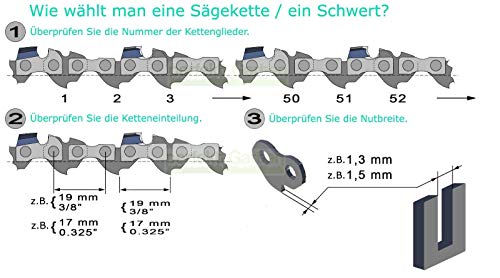 perfektGarten 2 Cadenas de Sierra de 40 cm; 1,3 mm; 3/8"; 57 TG para ALDI Top Craft, IKRA KSI 2100, KSI 2000-40, KSI 2200-40
