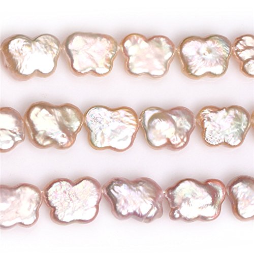 Perlas cultivadas de agua dulce con forma de animal de mariposa natural para la fabricación de joyas DIY (11 x 15 mm/perlas rosadas nucleares)