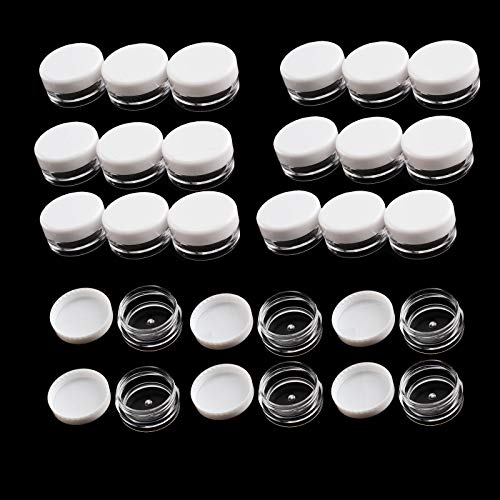 PetHot 100 Piezas de 5ML Plástico Claro Pequeño Frasco Jarra Macetas Vacía Viaje de Muestra Recipientes Redondo Mini Brillo Nail Art Herramientas de Almacenamiento