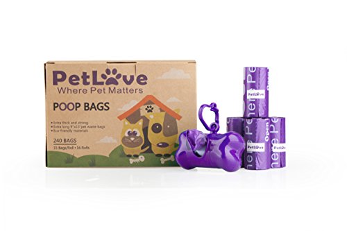 PETLOFT Bolsa de Caca, 240-Cuentas Duradero Biodegradable Perfumada Bolsa de Caca para Perro con EPI-tecnología, Dispenser Incluido