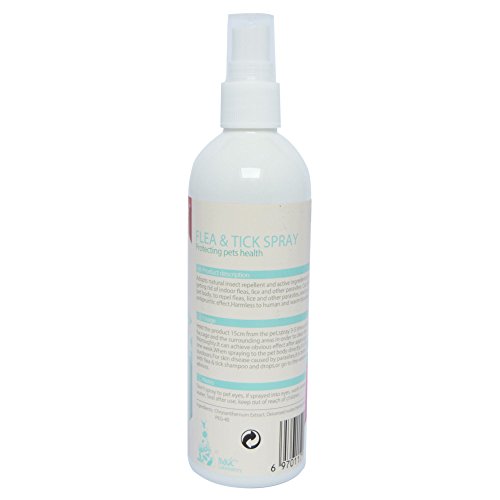 PetSol Lucha contra pulgas y garrapatas de pulverización (175 ml) Tratamiento para Perros, Gatos y Mascotas El Uso de Ingredientes Naturales