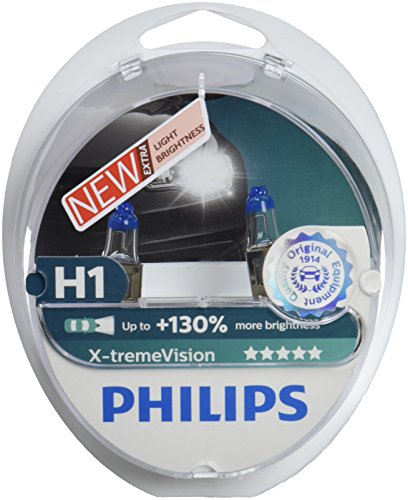 Philips 12258XVS2 X-treme Vision - Bombilla H1 +100% para faros delanteros (2 unidades) El producto con un rendimiento de + 130 % (2 bombillas)]