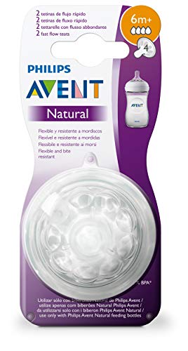 Philips Avent SCF044/27-2 - Tetinas natural flujo rápido, 6m+, con 3 agujeros, medida 4