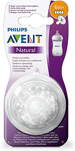 Philips Avent SCF044/27-2 - Tetinas natural flujo rápido, 6m+, con 3 agujeros, medida 4