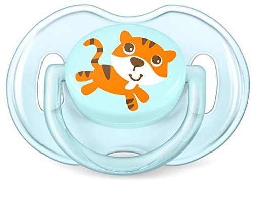 Philips Avent SCF169/25 - Set de 2 chupetes Gama Safari, de 0 a 6 meses, diseño tigre o hipopótamo, para niño, color Azul y Verde