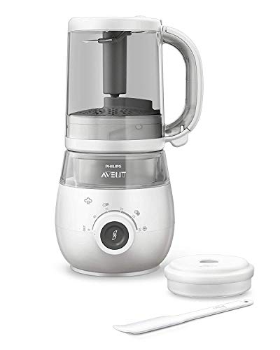 Philips Avent SCF883/01 - Robot de cocina 4 en 1 para papilla, cocina al vapor, Frulla, scongela y calienta de un recipiente