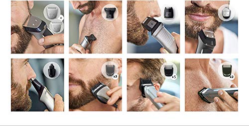 Philips Barbero MG7770/15 Recortador de barba y pelo, óptima precisión, 18 en 1 tecnología Dualcut, autonomía de 120 minutos, batería, Negro/Plata