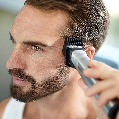 Philips Barbero MG7770/15 Recortador de barba y pelo, óptima precisión, 18 en 1 tecnología Dualcut, autonomía de 120 minutos, batería, Negro/Plata