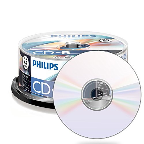 Philips CD-R CR7D5NB25/00 - CD-R vírgenes, 700 MB, 80 min, 52x, pack de 25