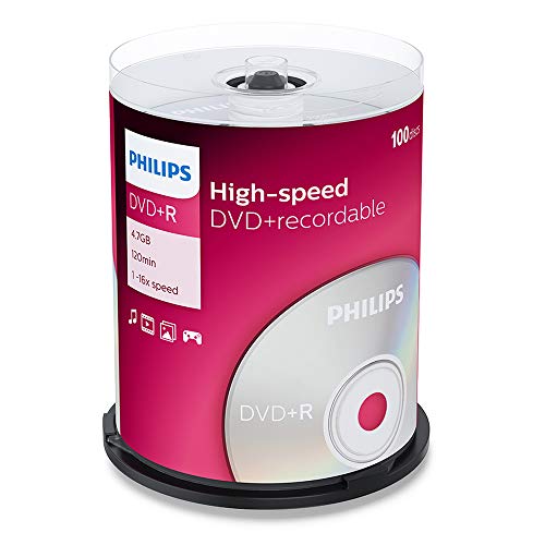 Philips DVD + R De 4,7 GB / 120 Min / 16X Tarrina (100 Disc)