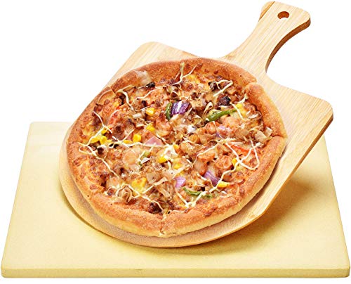 Piedra de Pizza y Espátula de Bamboo Harcas. Los mejores para hornear y servir, barbacoa, parrilla, hornear queques, pasteles y Calzone