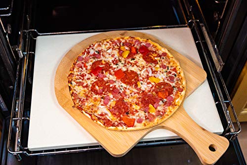 Piedra de Pizza y Espátula de Bamboo Harcas. Los mejores para hornear y servir, barbacoa, parrilla, hornear queques, pasteles y Calzone