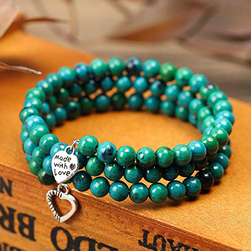 Piedras Pulsera，Cordón De Piedra Natural Unisex Multi-Layered Amor Malaquita Pulsera Stretch Yoga Reiki Equilibrio De Cordón De Alimentación,El Festival para Las Familias Y Las Madres Regalos