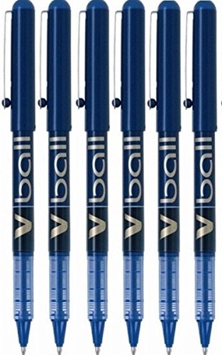 Piloto VB5 Azul V Bola Fino Rollerball Pluma Plumas Metal Punta 0.5mm punta 0.3mm Línea Tinta Líquido (Paquete De 6) BL-VB5