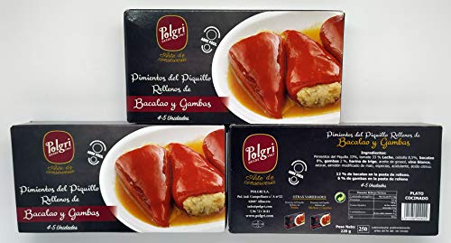 Pimientos del Piquillo Rellenos de Bacalao y Gambas Polgri 220 grs. x 3 unds.