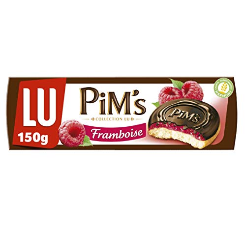 PiM's - Galletas de Bizcocho Rellenas de Frambuesa y Cubiertas de Chocolate Negro, 150 g
