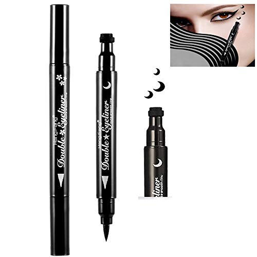 Pinkiou ojo maquillaje sello impermeable delineador de ojos pluma cabezas dobles con cuerpo pintura facial sello (forma de luna)