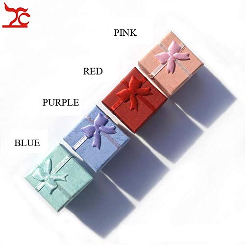 Piore 12Pcs Fashion Paper Ribbon Jewelry Storage Vitrinas Cube Jewelry Ring Pendientes Cajas de Regalo Cutely Small Gift Box, Black 4X4CM