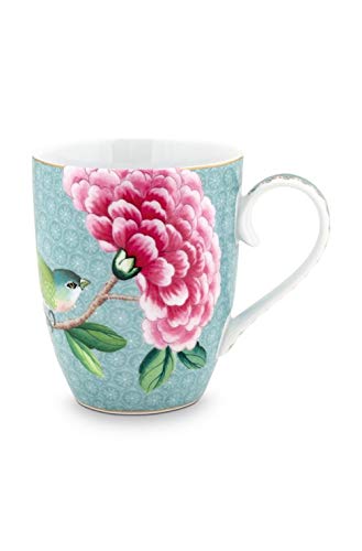 Pip Studio Blushing Birds - Taza grande, porcelana, azul, 350 ml