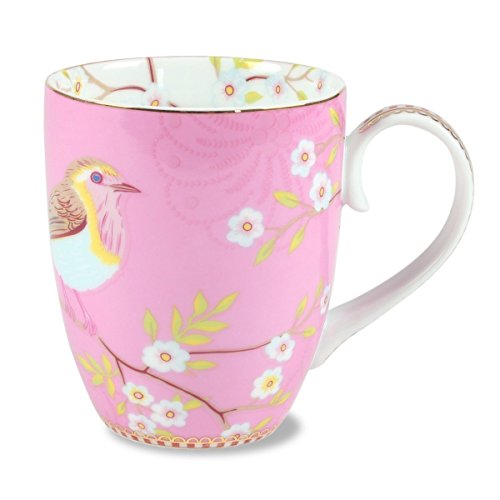 Pip Studio Floral Early Bird Taza, Porcelana, Rosa, 350 ml