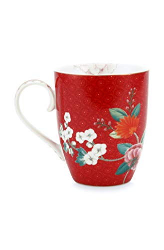 Pip Studio - Taza grande (350 ml), diseño de pájaros, color rojo