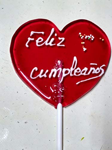 Piruleta Corazón Cristal Personalizados Cumpleaños - Pack 15 Unidades.