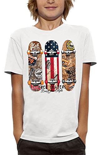 PIXEL EVOLUTION Camiseta Free Skaters Niño - tamaño 12/14 años - Blanco