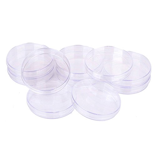 Placa de Petri de Plástico,10 piezas de Placa de Petri Esterilizada Transparente,Recipiente de Cultivo Bacteriano con Tapa para Cultivo de Laboratorio Levadura Bacteriana