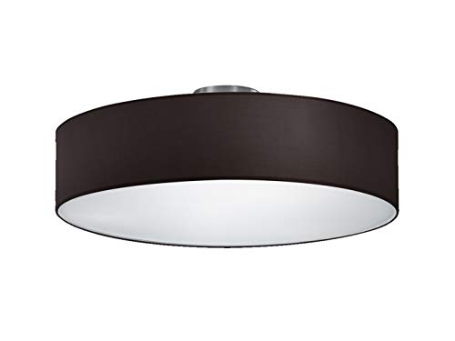 Plafón circular con pantalla de tela en negro Diámetro 50 cm – Níquel mate con E27 LED de atemporal elegante iluminación de techo