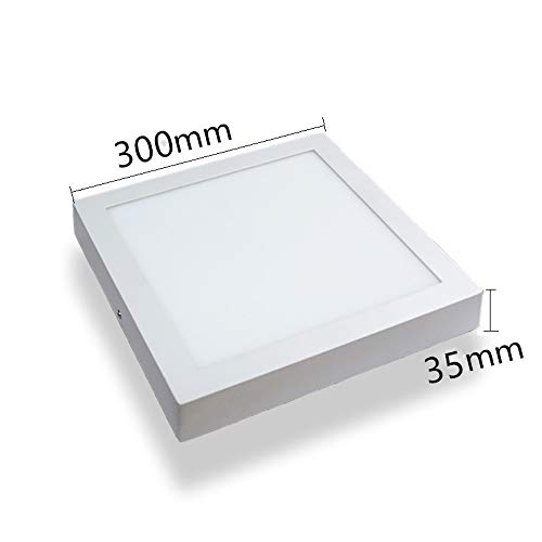 Plafón LED Cuadrado 30x30 cm,24W Blanca Fria 6000k-6500k Panel LED Superficie Marco Blanco Alta Luminosidad Lámpara de Techo ONSSI LED