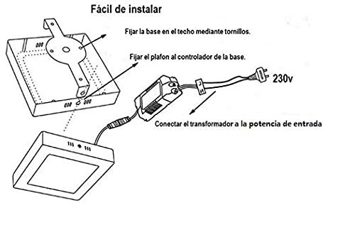 Plafón LED Cuadrado 30x30 cm,24W Blanca Fria 6000k-6500k Panel LED Superficie Marco Blanco Alta Luminosidad Lámpara de Techo ONSSI LED